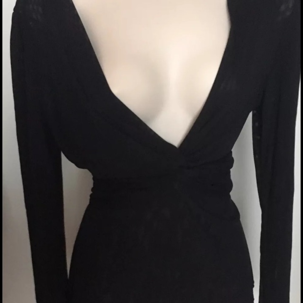 Maeve Black Sheer Top Large Tie Back Anthropologie